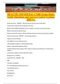 HEALTH AND SOCIAL CARE Exam Study Guide Questions and Answers Latest Versions 2025 A+