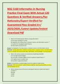 NSG 5160 Informatics in Nursing Practice Final Exam With Actual 120 Questions & Verified Answers&comma;Plus Rationales&sol;Expert Verified For Guaranteed Pass Graded A&plus;&sol; 2025&sol;2026 &sol;Latest Update&sol;Instant Download Pdf