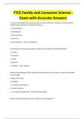 FTCE Family and Consumer Science - Exam with Accurate Answers
