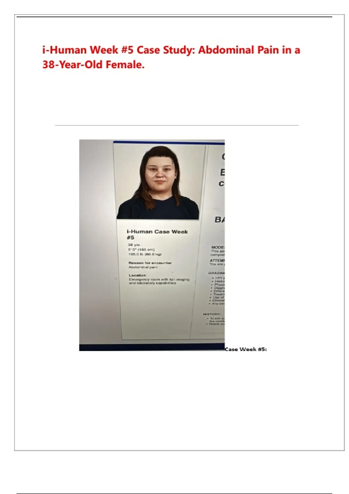 i-Human Week #5 Case Study: Abdominal Pain in a 38-Year-Old Female ...