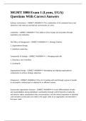 MGMT 3000 Exam 1 &lpar;Lyons&comma; UGA&rpar; Questions With Correct Answers&period;
