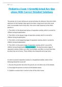 Pediatrics Exam 1-Growth&vert; Actual Key Que stions With Correct Detailed Solutions