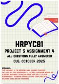HRPYC81 Project 5 Assignment 4 Memo | Due October 2025