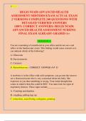 REGIS NU650 ADVANCED HEALTH  ASSESSMENT MIDTERM EXAM ACTUAL EXAM  2 VERSIONS COMPLETE 240 QUESTIONS WITH  DETAILED VERIFIED ANSWERS  &lpar;100&percnt; CORRECT ANSWERS&rpar; &sol;REGIS NU650&colon;  ADVANCED HEALTH ASSESSMENT NURSING  FINAL EXAM ALREADY GRADED A&plus;