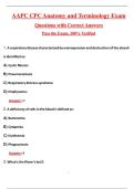 AAPC CPC Anatomy and Terminology Complete Questions and Guide Answers &lpar;Latest 2026&sol;2027 Update&rpar; 100&percnt; Verified Graded A&plus;
