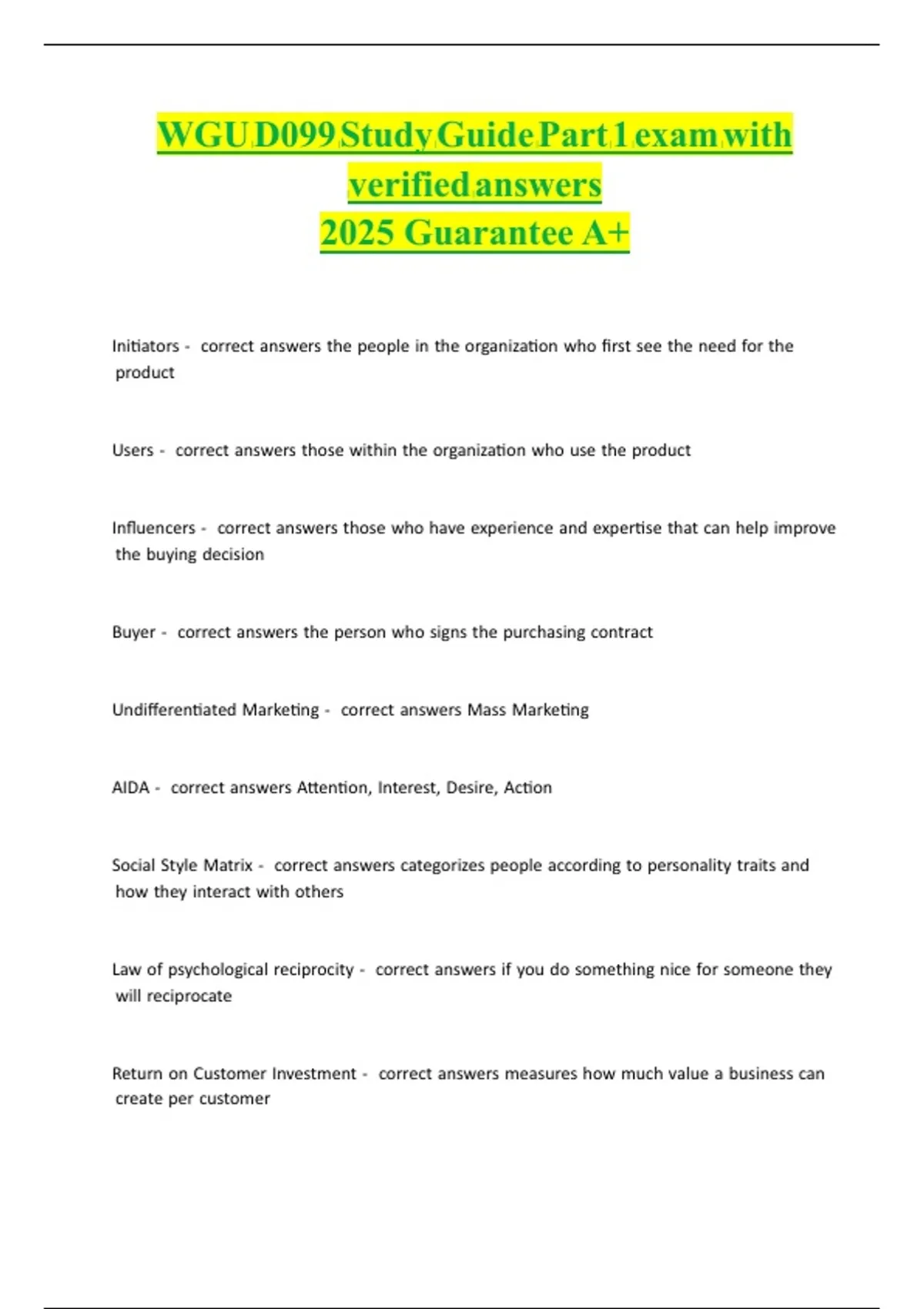 WGU D099 Study Guide Part 1 – Verified Exam Answers & Key Concepts ...