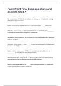 PowerPoint Final Exam questions and answers rated A&plus;
