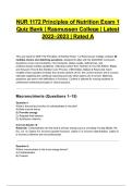 NUR 1172 Principles of Nutrition Exam 1 Quiz Bank &vert; Rasmussen College &vert; Latest 2022&ndash;2023 &vert; Rated A