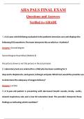 AHA PALS Final Exam &lpar;Latest 2026&sol;2027 Update&rpar; Complete Questions and Guide Answers&comma; 100&percnt; Verified Graded A&plus;