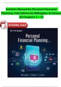 Solution Manual for Personal Financial Planning 16th Edition by Billingsley & Gitman&comma; All Chapters 1 &ndash; 15