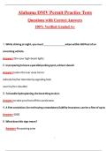 Alabama DMV permit practice Tests &lpar;Latest 2026&sol;2027 Update&rpar; Complete Questions and Guide Answers&comma; 100&percnt; Verified Graded A&plus;