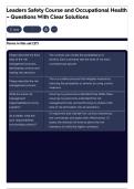 Leaders Safety Course and Occupational Health &ndash; Questions With Clear Solutions