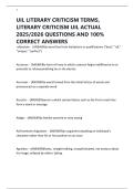 UIL LITERARY CRITICISM TERMS&comma; LITERARY CRITICISM UIL ACTUAL 2025&sol;2026 QUESTIONS AND 100&percnt; CORRECT ANSWERS