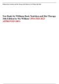  Test Bank for Williams Basic Nutrition and Diet Therapy  16th Edition by Nix William UPDATED 2023  APPROVED 100&percnt; 