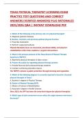 TEXAS PHYSICAL THERAPIST LICENSING EXAM  PRACTICE TEST QUESTIONS AND CORRECT  ANSWERS &lpar;VERIFIED ANSWERS&rpar; PLUS RATIONALES  2025&sol;2026 Q&A &vert; INSTANT DOWNLOAD PDF