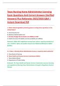 Texas Nursing Home Administrator Licensing  Exam Questions And Correct Answers &lpar;Verified  Answers&rpar; Plus Rationales 2025&sol;2026 Q&A &vert;  Instant Download Pdf