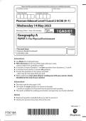 2025 Pearson Edexcel Level1&sol;Level 2 GCSE &lpar;9&ndash;1&rpar; Geography A PAPER 1&colon; The Physical Environment 1GA0&sol;01 2025 Pearson Edexcel Level1&sol;Level 2 GCSE &lpar;9&ndash;1&rpar; Geography A PAPER 1&colon; The Physical Environment 1GA0&sol;01