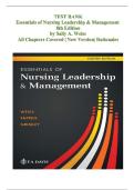 TEST BANK FOR Essentials of Nursing Leadership & Management Eighth Edition by Sally A&period; Weiss&comma; Ruth M&period; Tappen&comma; Karen Grimley ISBN&colon; 978-1719646581 ALL CHAPTERS COVERED COMPLETE GUIDE 100&percnt; VERIFIED A&plus; GRADE ASSURED&excl;&excl;&excl;&excl;NEW LATEST UPDATE&excl;&excl;&excl;&excl;&excl;