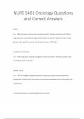 Nurs 5461 oncology questions and correct answers