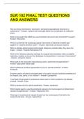 SUR 102 FINAL TEST QUESTIONS AND ANSWERS 