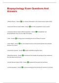 Biopsychology Exam Questions And Answers