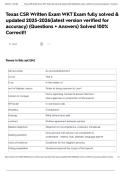 Texas CSR Written Exam WKT Exam fully solved & updated 2025-2026&lpar;latest version verified for accuracy&rpar; &lpar;Questions &plus; Answers&rpar; Solved 100&percnt; Correct&excl;&excl;