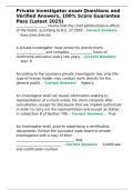 Private investigator exam Questions and Verified Answers&comma; 100- Score Guarantee Pass &lpar;Latest 2025&rpar;&period;