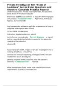 Private Investigator Test State of Louisiana Solved Exam Questions and Answers &lpar;Complete Practice