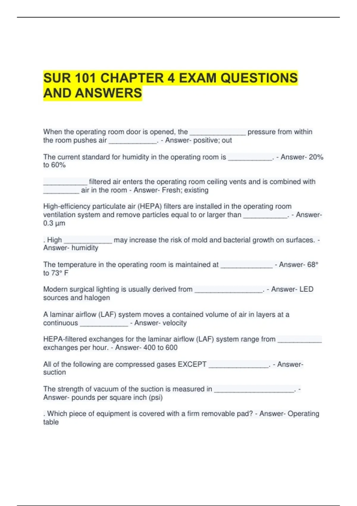 SUR 101 CHAPTER 4 EXAM QUESTIONS AND ANSWERS - SUR 101 - Stuvia US