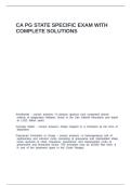 CA PG STATE SPECIFIC EXAM WITH COMPLETE SOLUTIONS