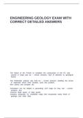ENGINEERING GEOLOGY EXAM WITH CORRECT DETAILED ANSWERS
