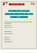 DITCHING KSV 2 ACTUAL 2025&sol;2026 QUESTIONS AND 100&percnt; CORRECT ANSWERS