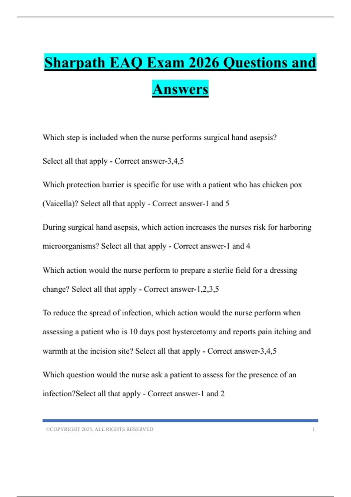 Sharpath EAQ Exam 2026 Questions and Answers - Sharpath EAQ - Stuvia US