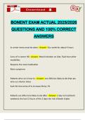 BONENT EXAM ACTUAL 2025&sol;2026 QUESTIONS AND 100&percnt; CORRECT ANSWERS