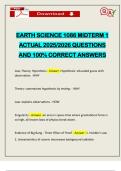 EARTH SCIENCE 1086 MIDTERM 1 ACTUAL 2025&sol;2026 QUESTIONS AND 100&percnt; CORRECT ANSWERS