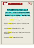 TIPS CERTIFICATION EXAM ACTUAL 2025&sol;2026 QUESTIONS AND 100&percnt; CORRECT ANSWERS