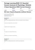 Portage Learning BIOD 151 Essential Human Anatomy & Physiology I Module 4 Exam Questions With Correct Answers