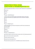 GERIATRICS FINAL EXAM QUESTIONS & ANSWERS&lpar;RATED A&plus;&rpar;