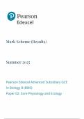 Pearson Edexcel As Level Biology B Mark Scheme Paper 2 2025 &lpar;8BI0&sol;02&colon; Core Physiology and Ecology&rpar;