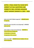 ASTRO 1 FINAL EXAM PSU EXAM WITH CORRECT ACTUAL QUESTIONS AND CORRECTLY WELL DEFINED ANSWERS LATEST ALREADY GRADED A&plus; 2025 &ndash; 2026