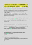 Vestibular Certification Exam UPDATED  QUESTIONS AND CORRECT ANSWERS