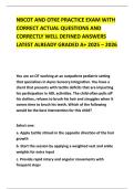 NBCOT AND OTKE PRACTICE EXAM WITH CORRECT ACTUAL QUESTIONS AND CORRECTLY WELL DEFINED ANSWERS LATEST ALREADY GRADED A&plus; 2025 &ndash; 2026