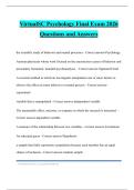 VirtualSC Psychology Final Exam 2026 Questions and Answers
