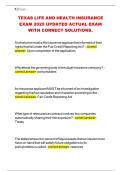 TEXAS LIFE AND HEALTH INSURANCE EXAM 2025 UPDATED ACTUAL EXAM WITH CORRECT SOLUTIONS&period; 