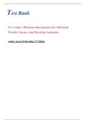 Test Bank For Lehne&rsquo;s Pharmacotherapeutics for Advanced Practice Nurses And Physician Assistants&period; Author&colon; Laura D Rosenthal&comma; 2nd Edition