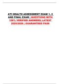 ATI HEALTH ASSESSMENT EXAM 1&comma; 2 AND FINAL EXAM &vert; QUESTIONS WITH 100&percnt; VERIFIED ANSWERS&vert; LATEST 2025&sol;2026 &vert; GUARANTEED PASS