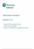 Pearson Edexcel A Level Economics B Mark Scheme Paper 2 2025 &lpar;9EB0&sol;02&colon; Competing in the global economy&rpar;