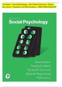 Test Bank &ndash; Social Psychology&comma; 11th Edition &lpar;Aronson&comma; Wilson&comma; Sommers&rpar; &vert; Complete Verified Solutions &vert; ISBN 9780134641287