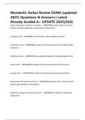 Wonderlic Verbal Review EXAM &lpar;updated 2025&rpar; Questions & Answers &vert; Latest Already Graded A&plus; UPDATE 2025&vert;2026