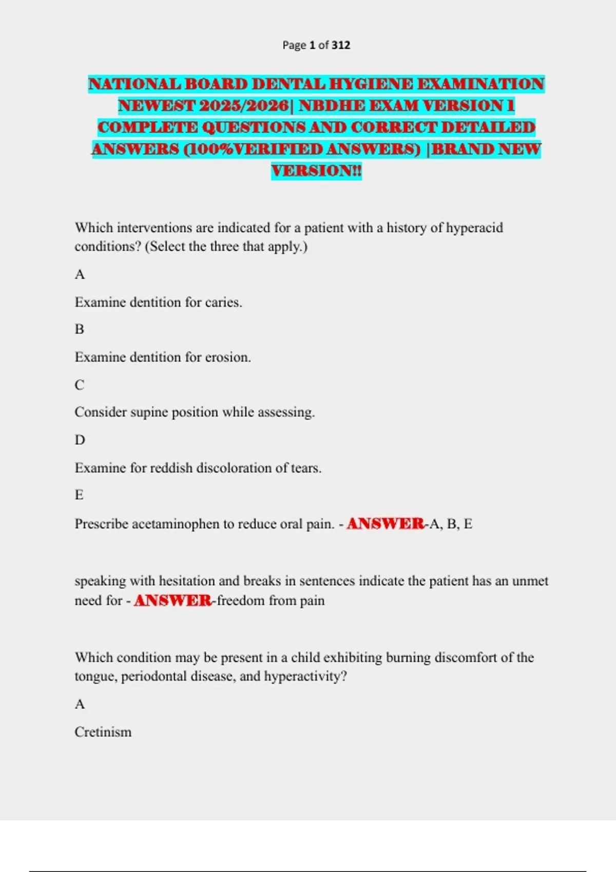 NATIONAL BOARD DENTAL HYGIENE EXAMINATION NEWEST 2025/2026| NBDHE EXAM ...